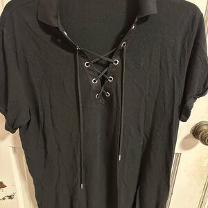 Ralph Lauren Black Lace-Up Blouse